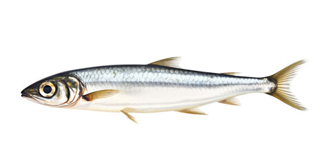 Obraz premium Anchovy isolated on transparent a white background 