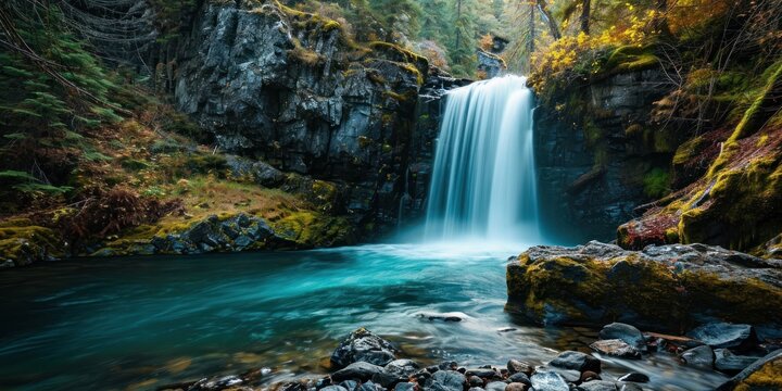 a waterfall in a forest