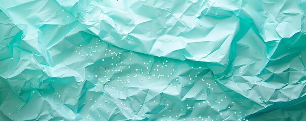 crumpled mint paper background.