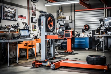 Advanced Wheel Balancing Machine in a Professional Automotive Service Center