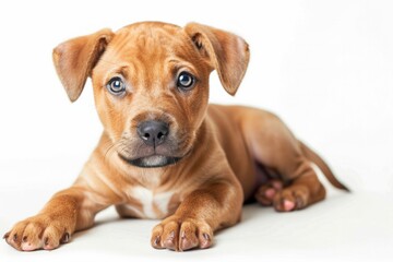 Obraz premium Portrait of an adorable mixed breed puppy, white background