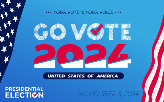 Logo symbol icon design for American Presidential 2024 election year. Presidential Election 2024 in United States. Vote day, November 5. US Election campaign. Patriotic american vector.
