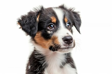 Portrait of an adorable mixed breed puppy, white background