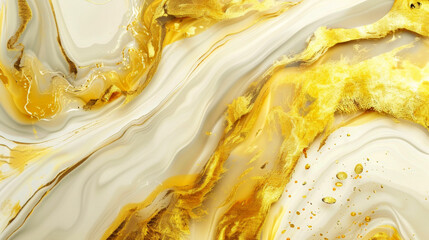 a luxurious blend of gold swirls and glitter on a creamy marble background