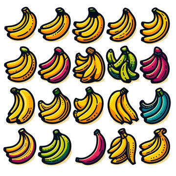 Banana icon vector outline and silhouette.