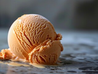 Fototapeta premium a scoop of ice cream on a marbled surface