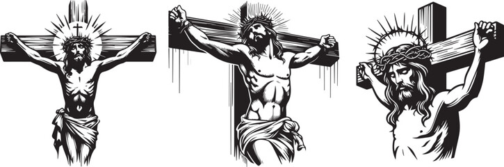 jesus christ on the cross laser cutting engraving - obrazy, fototapety, plakaty