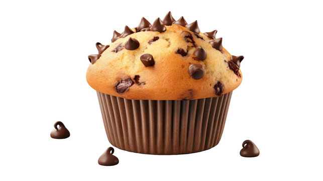 recommend clip art: Chocolate chip muffin cake isolated on transparent a white background