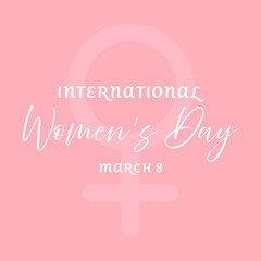 Women's Day March 8 design for web banners, social media and blog posts. Square composition.