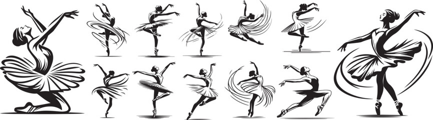 ballerina, dancing woman in different poses laser cutting engraving
