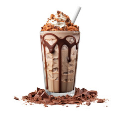 Chocolate milk shake isolated on transparent and white background