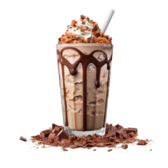 Rolgordijnen Chocolate milk shake isolated on transparent and white background © PNG City
