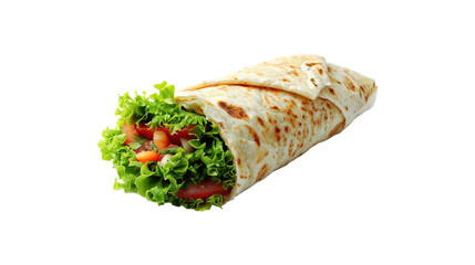 Tortilla wrap with vegetables isolated on transparent background