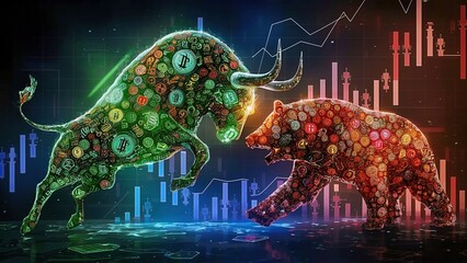 Bitcoin Market Bull and Bear Battle