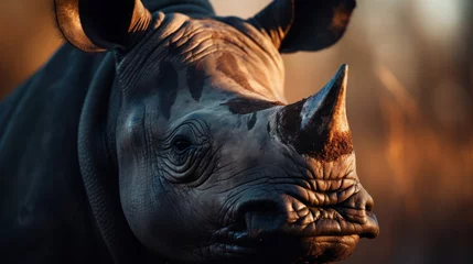 Deurstickers a close up of a rhinoceros © sam