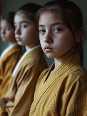 Fototapeta premium a group of girls in yellow robes