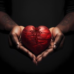 Freedom Day unity and Love and Juneteenth or June 19 as a holiday or June Teenth as hands in a heart shape commemorating the end of slavery as a Social justice concept or Emancipation