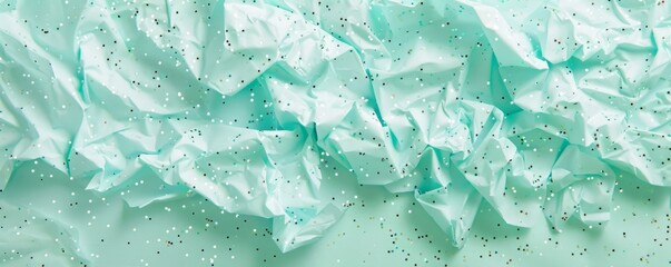 crumpled mint paper background.