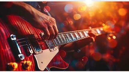 Obraz premium music band plays in a studio music video, guitar sings and plays instrument created by ai