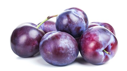 plums lie on a white isolated background space for text