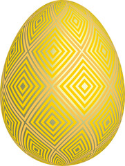 Easter egg decorated with 3D effect geometrical diamond grid on golden background vector