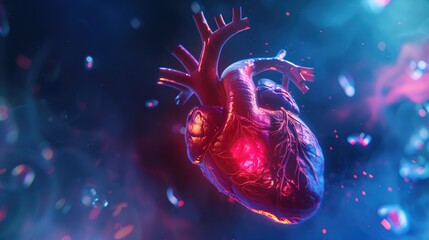 3d mockup of a heart shown in abstract animation - obrazy, fototapety, plakaty