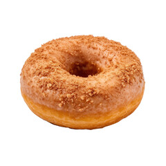 Glazed donut with cinnamon powder isolated on transparent a white background
