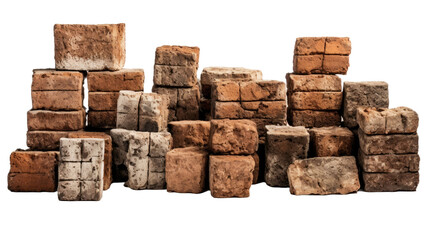 Old bricks isolated on transparent a white background