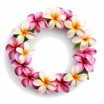 hawaii garland of frangipani flowers - lei , isolated on transparent background cutout.
