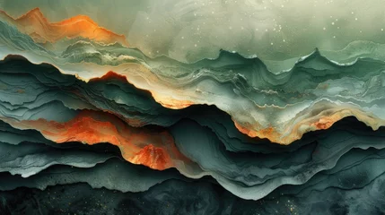 Zelfklevend Fotobehang Nature's wild beauty captured in an abstract landscape, as a cave painting comes to life with intricate strokes of art © evannovostro