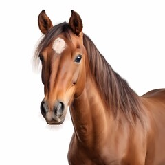 Horse face shot isolated on transparent background cutout