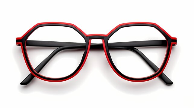 Fashion red black eye glasses isolated on black background