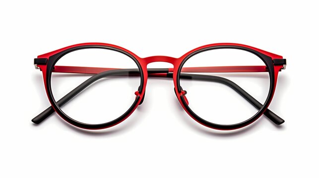 Fashion red black eye glasses isolated on black background