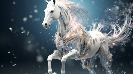 Cute rainbow Pegasus unicorn horse illustration