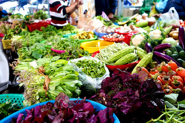 Fresh vegetable for sale at an outdoor market in South East Asia
