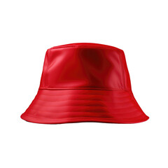 Fototapeta premium Red bucket hat isolated on transparent a white background