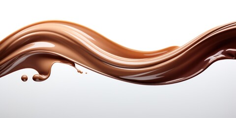 a liquid chocolate splashing in a wave
