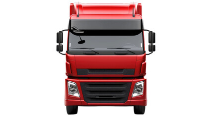 Red truck front view isolated on transparent a white background,