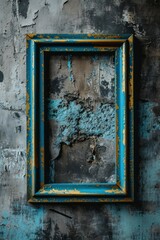 a blue frame on a wall