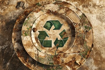 Obraz na płótnie Canvas a dirty plate with a recycle symbol on it