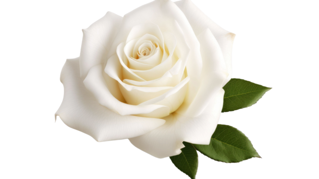 Single white rose isolated on transparent background 