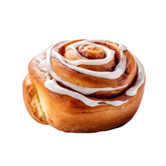Fototapeta premium Sweet cinnamon bun roll isolated on transparent a white background 