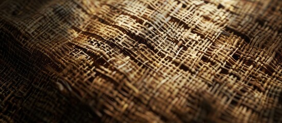 This close-up view showcases a detailed and intricate brown fabric pattern. The texture of the fabric is highlighted, revealing its depth and richness in color.