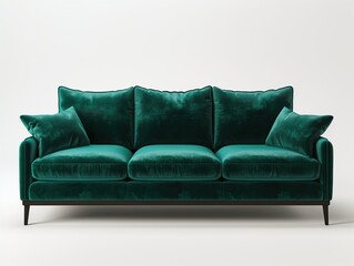 Green Sofa Isolated on White Background