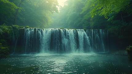 Waterfall hidden in the tropical jungle