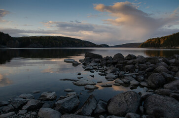 Sunset over the river
