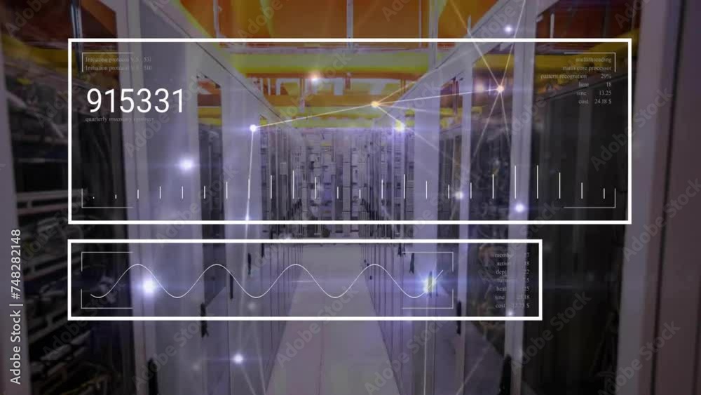 Poster animation of digital data processing over computer servers