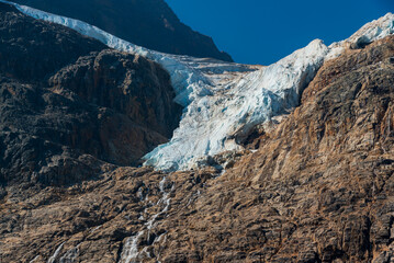 Incredible nature views at Edith Cavell glacier in Jasper Banff National Park in Canadian Rockies...