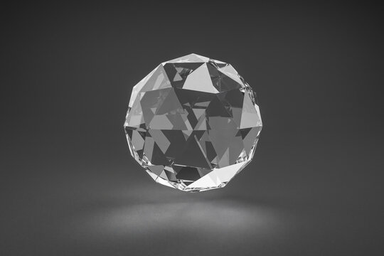 glass sphere floating in the air over infinite single colored background, cosmetic product presentation,  3D Illustration