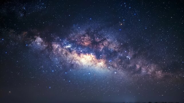 Stunning galaxy various colored. Milky way galaxy with stars and space dust in the universe, Long exposure photograph, with grain. Beauty outer space background sparkling